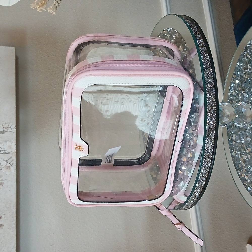 Victoria's Secret Heritage Stripes Pink Cosmetics Travel Bag - Picture 4 of 17